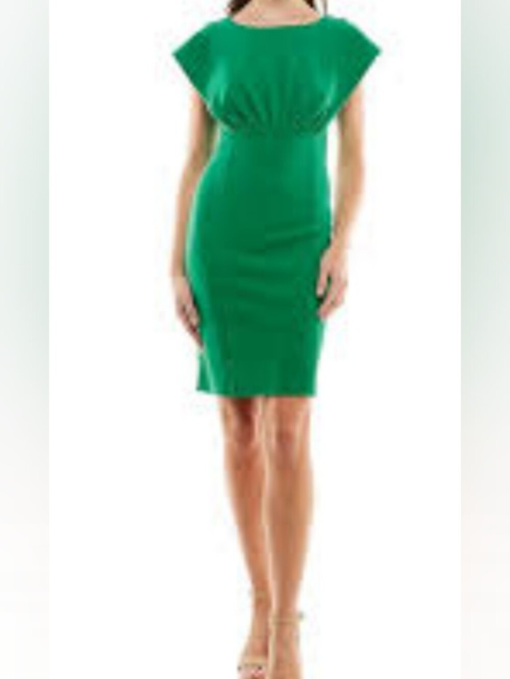 Nina Leonard Emerald Green Cap-Sleeve Sheath Dress